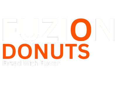 Fuzion Donuts White Transparent (With Slogan) Fuzion Donuts Logo